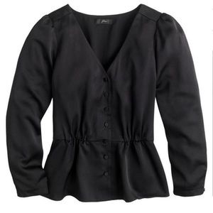 J Crew Crepe Button Detail Peplum Blouse